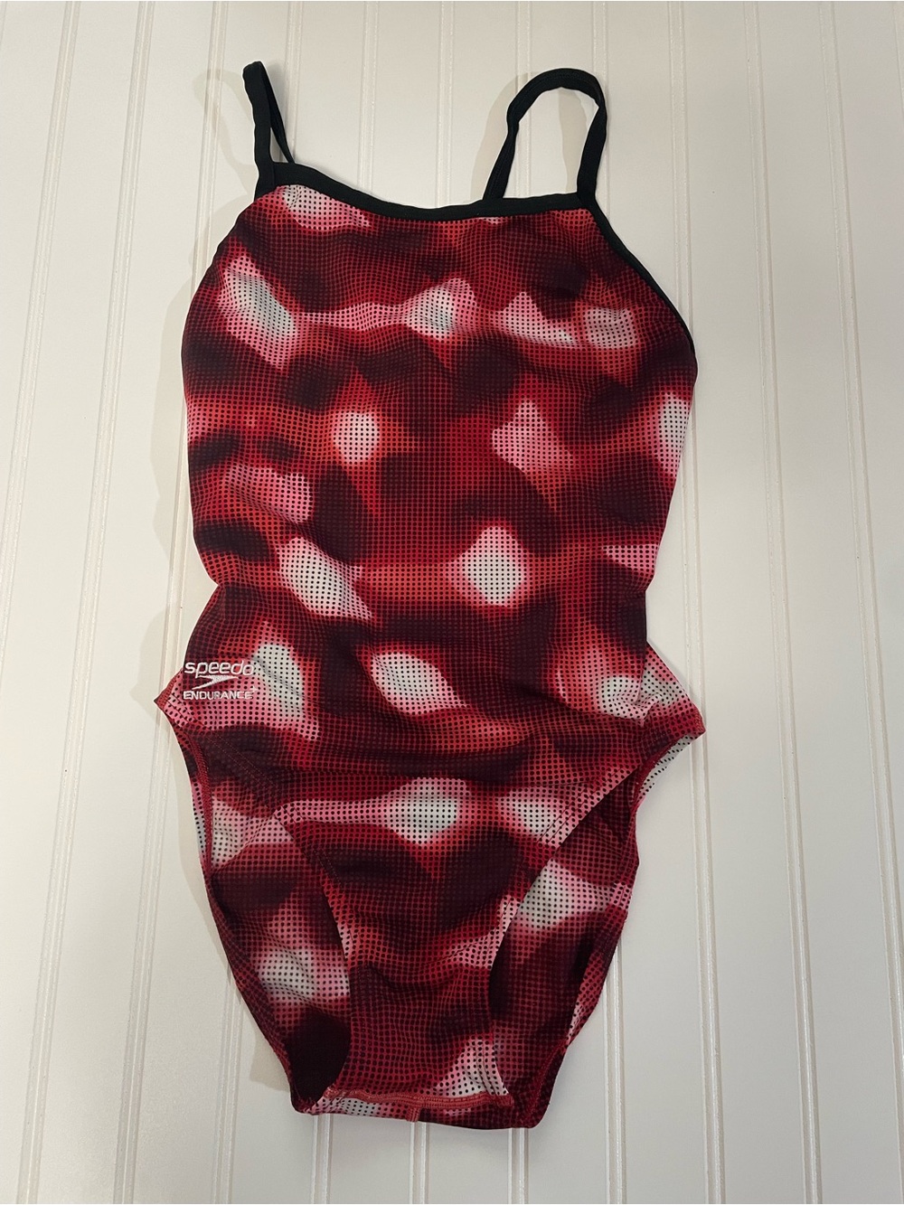 Speedo Red & Black Patterned One-Piece Swimsuit Size 32 /10
